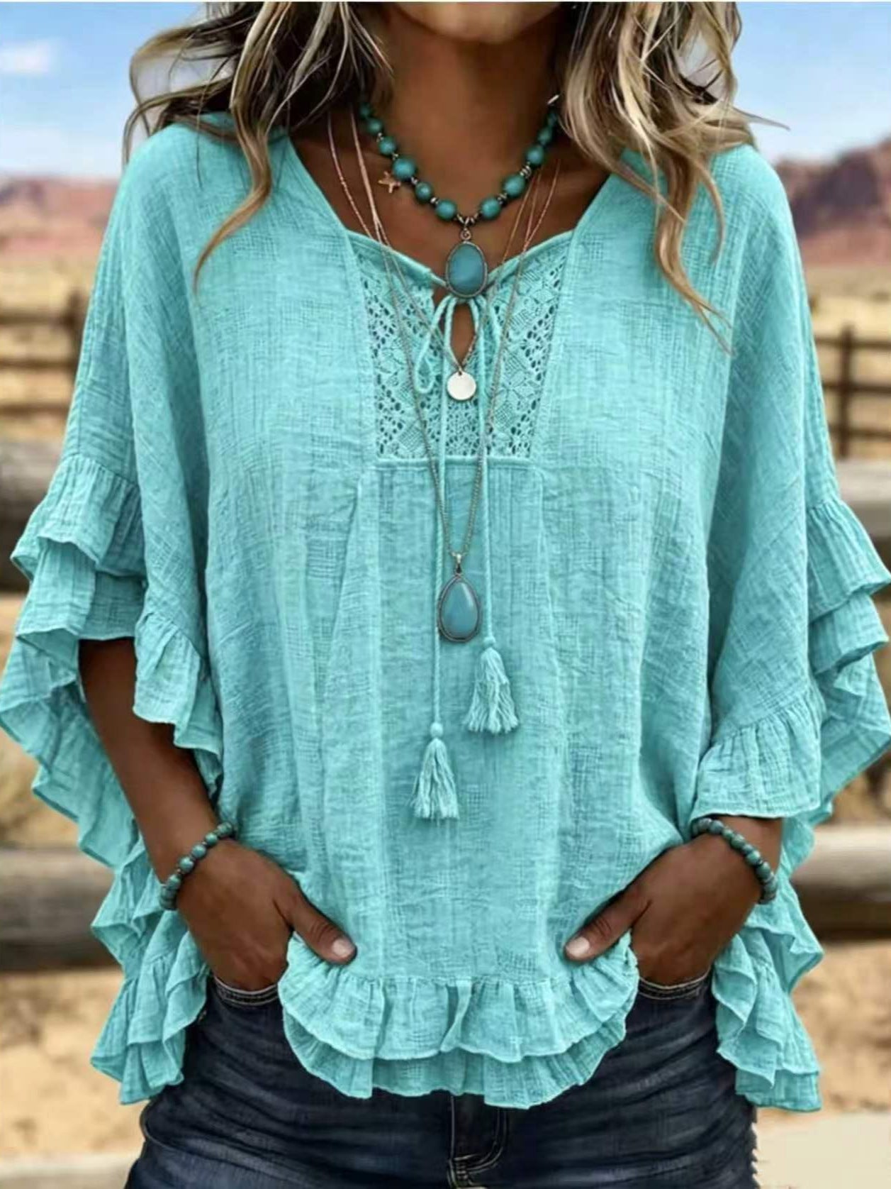 Women's Solid Color Casual Long Sleeve Blouse